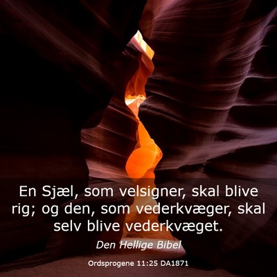 Picture 03 - Ordsprogene 11:25 DA1871 - En Sjæl, som velsigner, skal blive rig; og den, - Bible Verse Picture