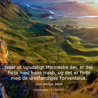 Picture 03 - Ordsprogene 11:7 DA1871 - Naar et ugudeligt Menneske dør, er det forbi med - Bible Verse Picture