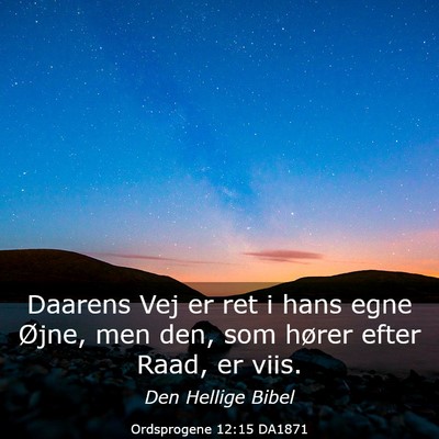 Picture 03 - Ordsprogene 12:15 DA1871 - Daarens Vej er ret i hans egne Øjne, men den, - Bible Verse Picture