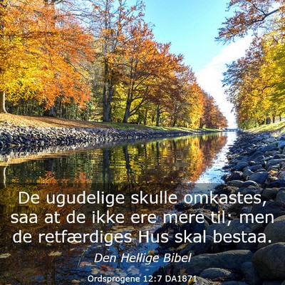 Picture 03 - Ordsprogene 12:7 DA1871 - De ugudelige skulle omkastes, saa at de ikke ere - Bible Verse Picture