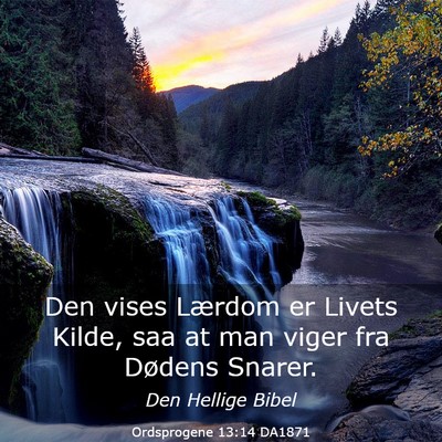 Picture 03 - Ordsprogene 13:14 DA1871 - Den vises Lærdom er Livets Kilde, saa at man - Bible Verse Picture