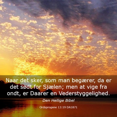 Picture 03 - Ordsprogene 13:19 DA1871 - Naar det sker, som man begærer, da er det sødt - Bible Verse Picture