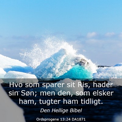 Picture 03 - Ordsprogene 13:24 DA1871 - Hvo som sparer sit Ris, hader sin Søn; men den, - Bible Verse Picture