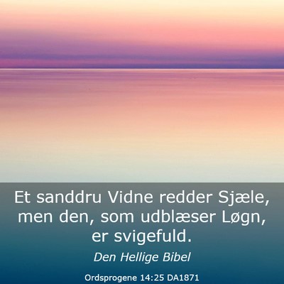 Picture 03 - Ordsprogene 14:25 DA1871 - Et sanddru Vidne redder Sjæle, men den, som - Bible Verse Picture