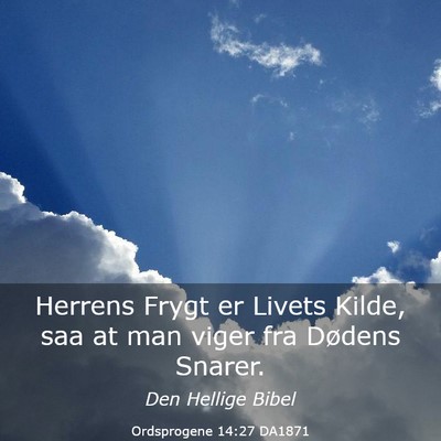 Picture 03 - Ordsprogene 14:27 DA1871 - Herrens Frygt er Livets Kilde, saa at man viger - Bible Verse Picture
