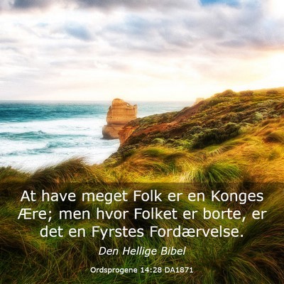 Picture 03 - Ordsprogene 14:28 DA1871 - At have meget Folk er en Konges Ære; men hvor - Bible Verse Picture