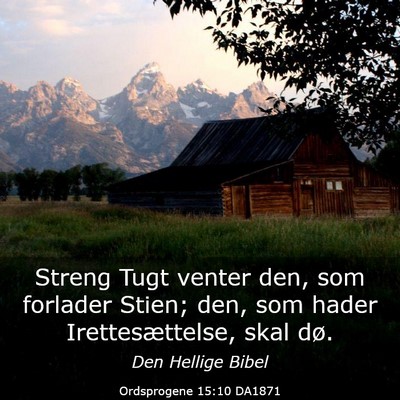 Picture 03 - Ordsprogene 15:10 DA1871 - Streng Tugt venter den, som forlader Stien; den, - Bible Verse Picture
