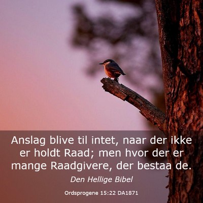 Picture 03 - Ordsprogene 15:22 DA1871 - Anslag blive til intet, naar der ikke er holdt - Bible Verse Picture