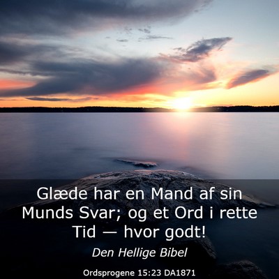 Picture 03 - Ordsprogene 15:23 DA1871 - Glæde har en Mand af sin Munds Svar; og et Ord i - Bible Verse Picture