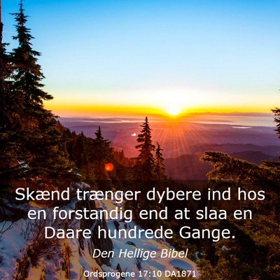 Picture 03 - Ordsprogene 17:10 DA1871 - Skænd trænger dybere ind hos en forstandig end - Bible Verse Picture
