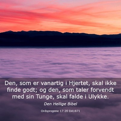 Picture 03 - Ordsprogene 17:20 DA1871 - Den, som er vanartig i Hjertet, skal ikke finde - Bible Verse Picture