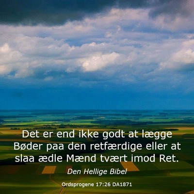 Picture 03 - Ordsprogene 17:26 DA1871 - Det er end ikke godt at lægge Bøder paa den - Bible Verse Picture