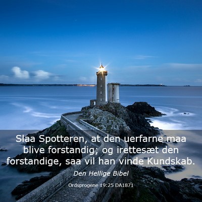 Picture 03 - Ordsprogene 19:25 DA1871 - Slaa Spotteren, at den uerfarne maa blive - Bible Verse Picture