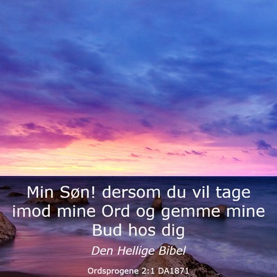 Picture 03 - Ordsprogene 2:1 DA1871 - Min Søn! dersom du vil tage imod mine Ord og - Bible Verse Picture