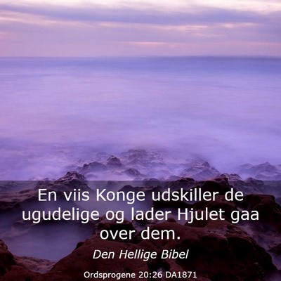 Picture 03 - Ordsprogene 20:26 DA1871 - En viis Konge udskiller de ugudelige og lader - Bible Verse Picture