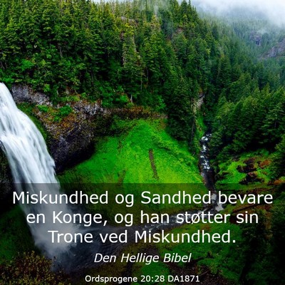 Picture 03 - Ordsprogene 20:28 DA1871 - Miskundhed og Sandhed bevare en Konge, og han - Bible Verse Picture