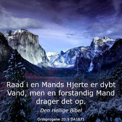 Picture 03 - Ordsprogene 20:5 DA1871 - Raad i en Mands Hjerte er dybt Vand, men en - Bible Verse Picture