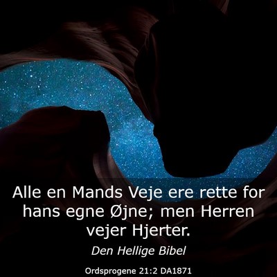 Picture 03 - Ordsprogene 21:2 DA1871 - Alle en Mands Veje ere rette for hans egne Øjne; - Bible Verse Picture