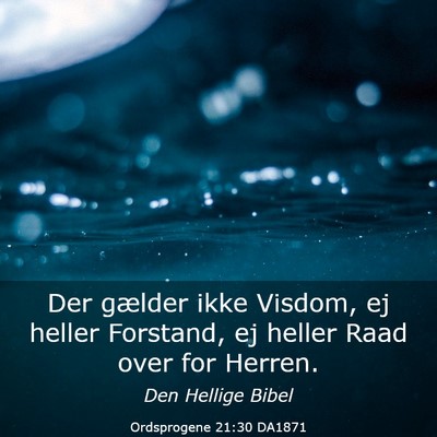 Picture 03 - Ordsprogene 21:30 DA1871 - Der gælder ikke Visdom, ej heller Forstand, ej - Bible Verse Picture