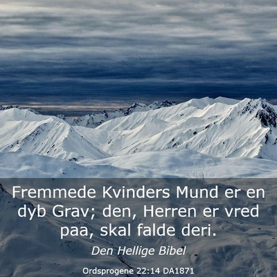 Picture 03 - Ordsprogene 22:14 DA1871 - Fremmede Kvinders Mund er en dyb Grav; den, - Bible Verse Picture