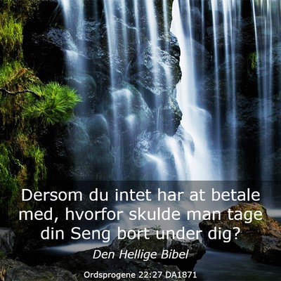 Picture 03 - Ordsprogene 22:27 DA1871 - Dersom du intet har at betale med, hvorfor skulde - Bible Verse Picture