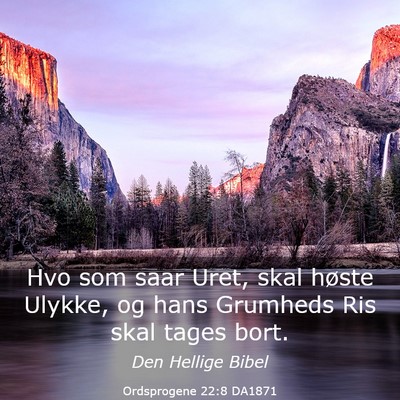Picture 03 - Ordsprogene 22:8 DA1871 - Hvo som saar Uret, skal høste Ulykke, og hans - Bible Verse Picture