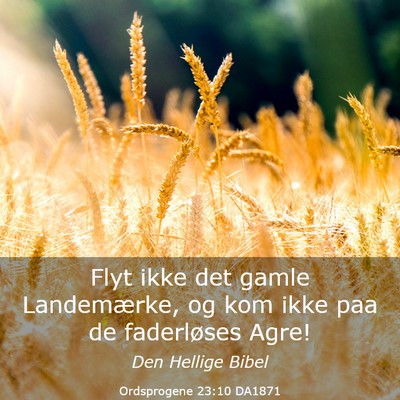 Picture 03 - Ordsprogene 23:10 DA1871 - Flyt ikke det gamle Landemærke, og kom ikke paa - Bible Verse Picture