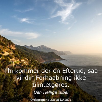 Picture 03 - Ordsprogene 23:18 DA1871 - Thi kommer der en Eftertid, saa vil din - Bible Verse Picture