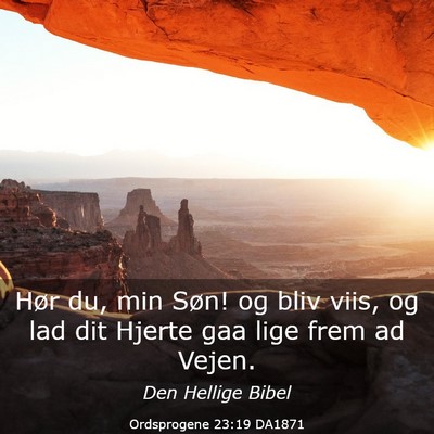 Picture 03 - Ordsprogene 23:19 DA1871 - Hør du, min Søn! og bliv viis, og lad dit - Bible Verse Picture