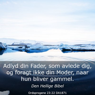 Picture 03 - Ordsprogene 23:22 DA1871 - Adlyd din Fader, som avlede dig, og foragt ikke - Bible Verse Picture