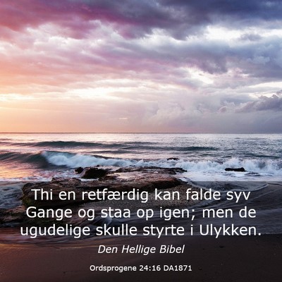 Picture 03 - Ordsprogene 24:16 DA1871 - Thi en retfærdig kan falde syv Gange og staa op - Bible Verse Picture