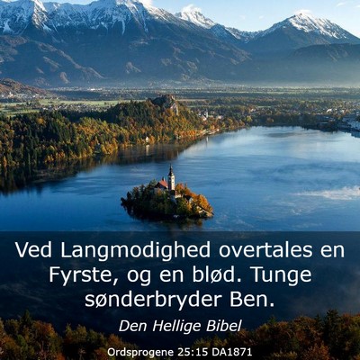 Picture 03 - Ordsprogene 25:15 DA1871 - Ved Langmodighed overtales en Fyrste, og en - Bible Verse Picture