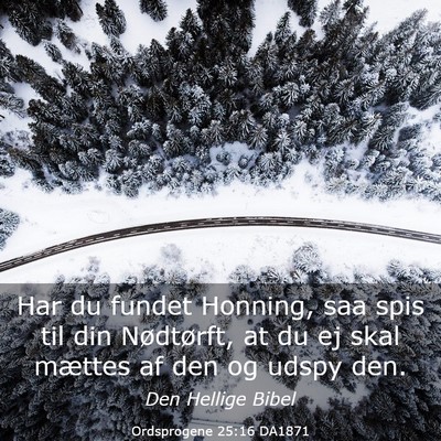 Picture 03 - Ordsprogene 25:16 DA1871 - Har du fundet Honning, saa spis til din - Bible Verse Picture