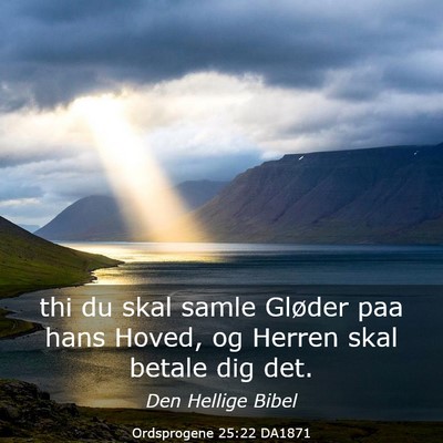 Picture 03 - Ordsprogene 25:22 DA1871 - thi du skal samle Gløder paa hans Hoved, og - Bible Verse Picture