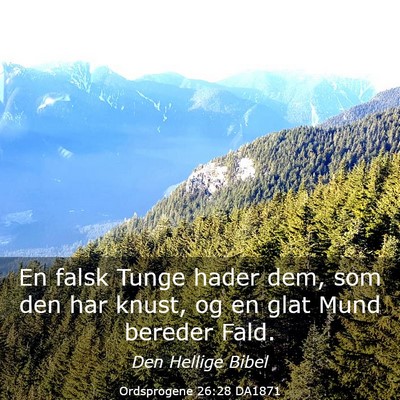 Picture 03 - Ordsprogene 26:28 DA1871 - En falsk Tunge hader dem, som den har knust, og - Bible Verse Picture