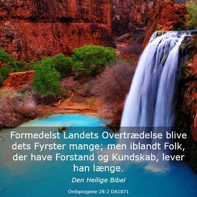 Picture 03 - Ordsprogene 28:2 DA1871 - Formedelst Landets Overtrædelse blive dets - Bible Verse Picture