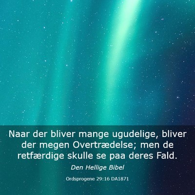Picture 03 - Ordsprogene 29:16 DA1871 - Naar der bliver mange ugudelige, bliver der megen - Bible Verse Picture