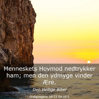 Picture 03 - Ordsprogene 29:23 DA1871 - Menneskets Hovmod nedtrykker ham; men den ydmyge - Bible Verse Picture