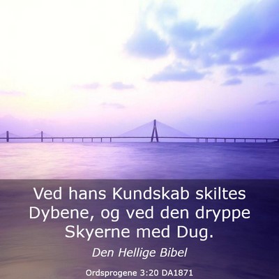 Picture 03 - Ordsprogene 3:20 DA1871 - Ved hans Kundskab skiltes Dybene, og ved den - Bible Verse Picture