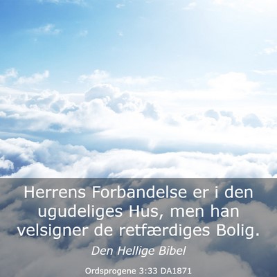 Picture 03 - Ordsprogene 3:33 DA1871 - Herrens Forbandelse er i den ugudeliges Hus, men - Bible Verse Picture