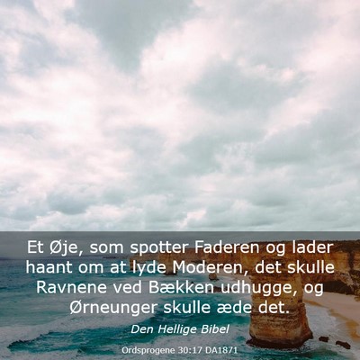 Picture 03 - Ordsprogene 30:17 DA1871 - Et Øje, som spotter Faderen og lader haant om at - Bible Verse Picture