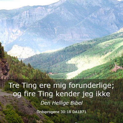 Picture 03 - Ordsprogene 30:18 DA1871 - Tre Ting ere mig forunderlige; og fire Ting - Bible Verse Picture