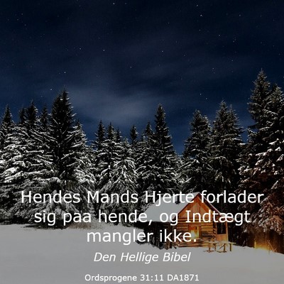Picture 03 - Ordsprogene 31:11 DA1871 - Hendes Mands Hjerte forlader sig paa hende, og - Bible Verse Picture