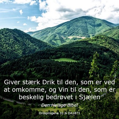 Picture 03 - Ordsprogene 31:6 DA1871 - Giver stærk Drik til den, som er ved at omkomme, - Bible Verse Picture