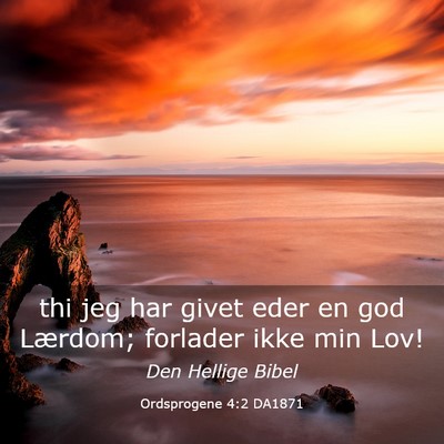 Picture 03 - Ordsprogene 4:2 DA1871 - thi jeg har givet eder en god Lærdom; forlader - Bible Verse Picture