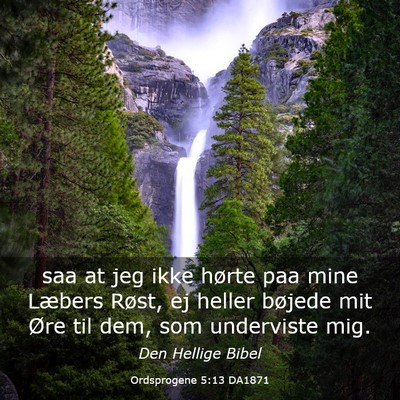 Picture 03 - Ordsprogene 5:13 DA1871 - saa at jeg ikke hørte paa mine Læbers Røst, ej - Bible Verse Picture