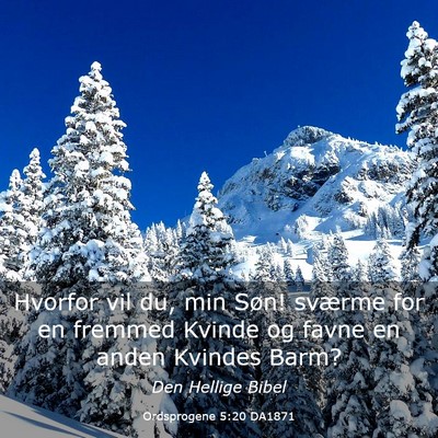 Picture 03 - Ordsprogene 5:20 DA1871 - Hvorfor vil du, min Søn! sværme for en fremmed - Bible Verse Picture