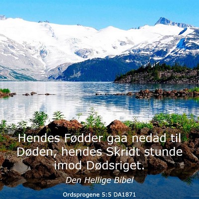 Picture 03 - Ordsprogene 5:5 DA1871 - Hendes Fødder gaa nedad til Døden, hendes - Bible Verse Picture