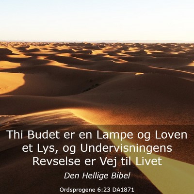 Picture 03 - Ordsprogene 6:23 DA1871 - Thi Budet er en Lampe og Loven et Lys, og - Bible Verse Picture