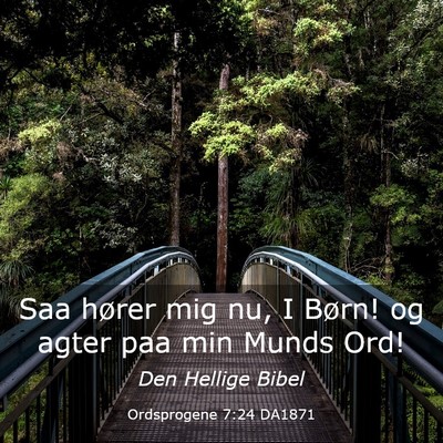 Picture 03 - Ordsprogene 7:24 DA1871 - Saa hører mig nu, I Børn! og agter paa min - Bible Verse Picture